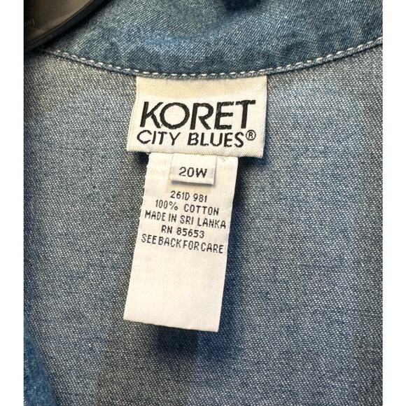 Koret City Blues Button Up Silver Embossed Button Tie Back Long Denim Dress 20W - Picture 2 of 13